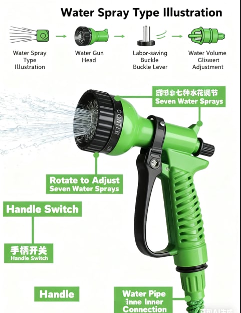 🚿Retractable Hose & Water Gun Set