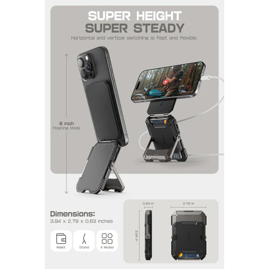 MagFlip Magnetic Wallet with Stand-Black