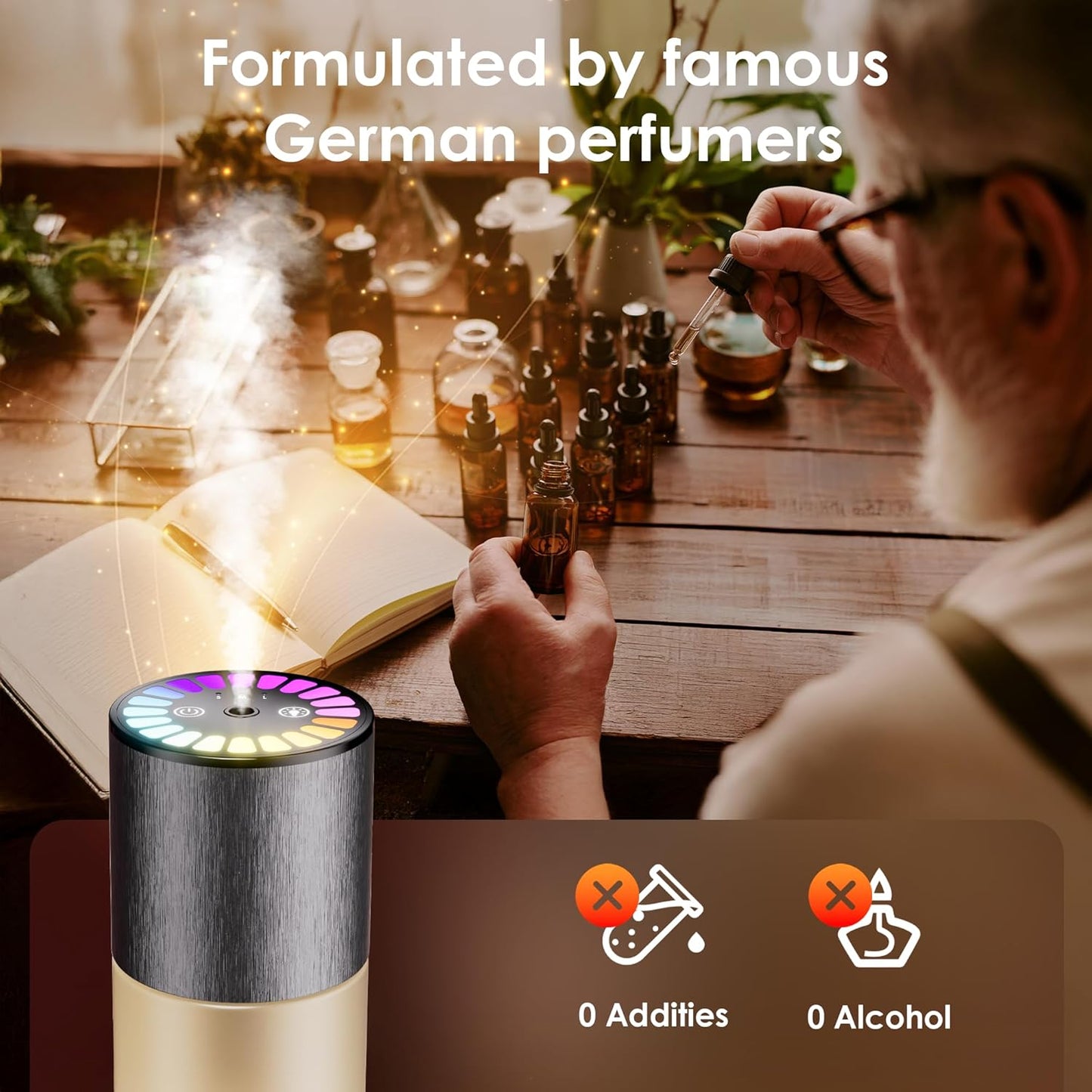 Car Air Freshener, Car Fresheners Long Lasting, Auto On/Off, 3 Adjustable Modes for Custom Scent Intensity, 150mL Large Capacity, Diffuser with RGB Music Syncing Light (Angels)