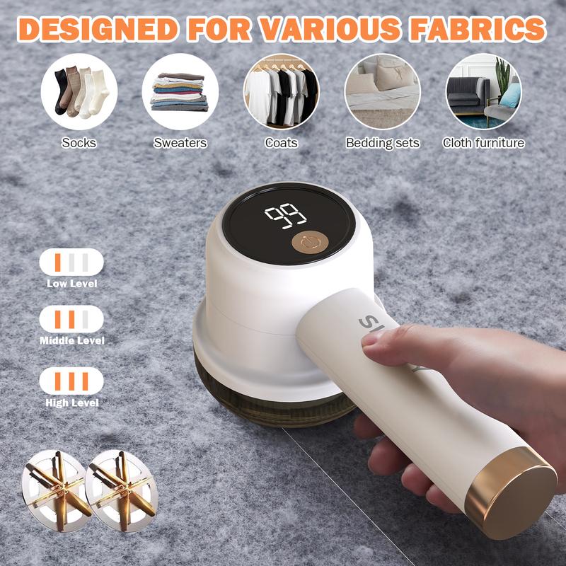 Rechargeable Fabric Shaver- Efficient Sweater and Lint Shaver for Clothes, Removing Fuzz, Lint Balls, Pills, and Hairballs.