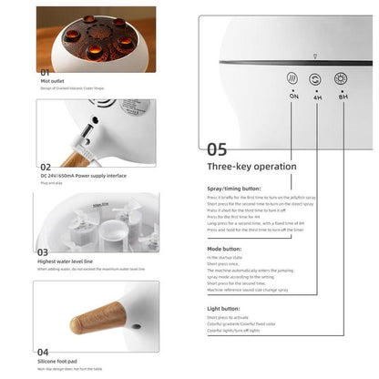 Portable Creative Jellyfish Design Air Humidifier, Remote Control Dynamic Fragrance Mist Maker, Decorative Night Light for Home Office